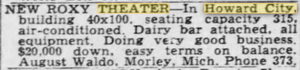 Roxy Theatre - June 1950 Classified Ad (newer photo)